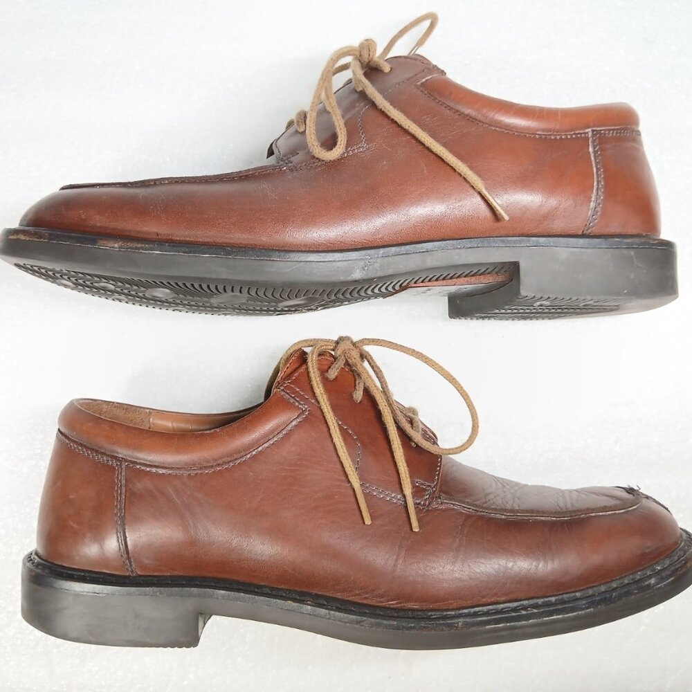 Johnston & Murphy Cognac Leather Derby Shoes 9.5W Oxford Style VGUC